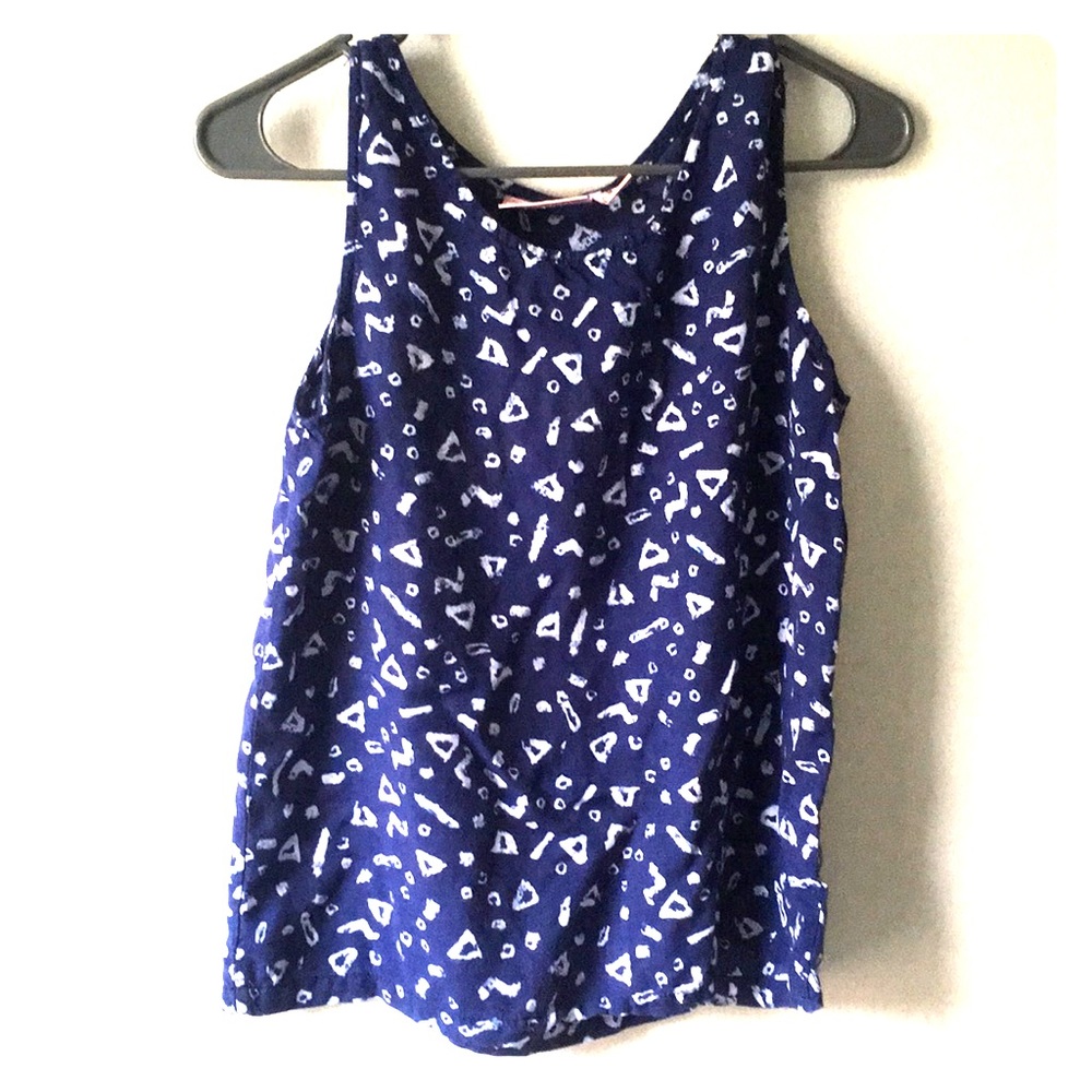 Vintage Navy and White Geometric Top